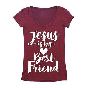 Jesus is My Best Friend Marroon Short Sleeve T-Shirt